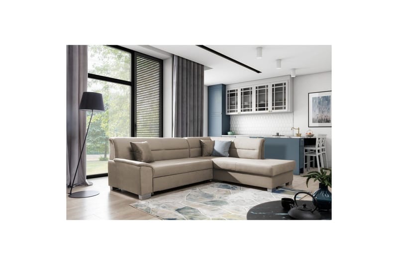 Sektionssofa Eltap Bergen 247x214x83 cm, Monolith 09, Mørk Beige, Højre