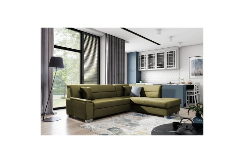 Sektionssofa Eltap Bergen 247x214x83 cm - Monolith 38, Grøn, Højre - Møbler - Sofaer - Sovesofaer