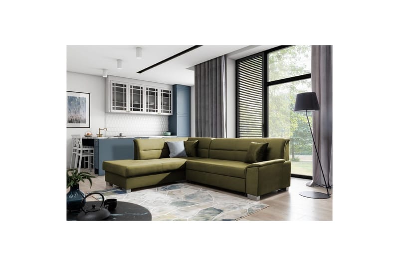 Sektionssofa Eltap Bergen 247x214x83 cm, Monolith 38, Grøn, Venstre