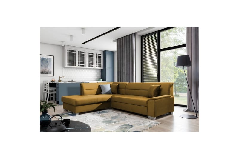 Sektionssofa Eltap Bergen 247x214x83 cm - Monolith 48, Gul, Venstre - Møbler - Sofaer - Sovesofaer