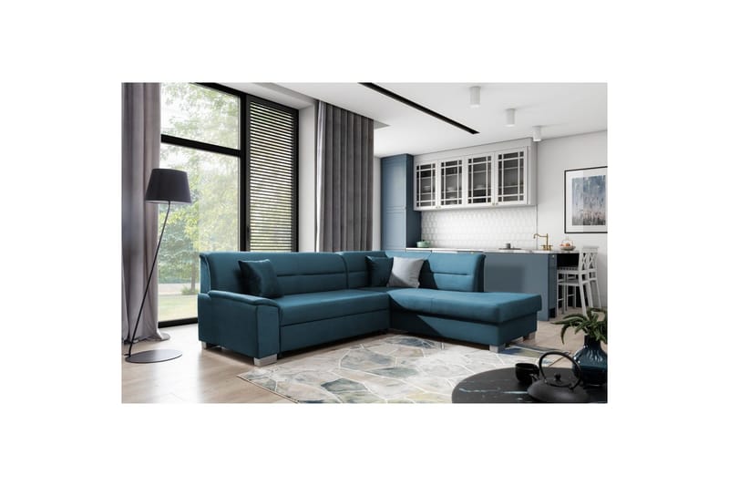 Sektionssofa Eltap Bergen 247x214x83 cm - Monolith 77, Blå, Højre - Møbler - Sofaer - Sovesofaer
