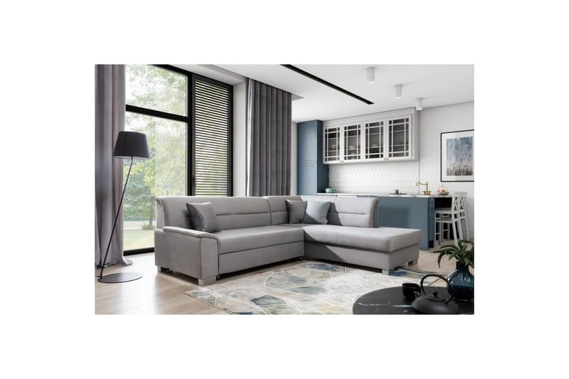 Sektionssofa Eltap Bergen 247x214x83 cm, Monolith 84, Monolith 85, Lys Grå, Grå, Højre