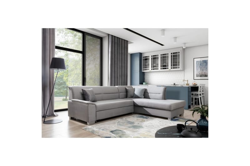 Sektionssofa Eltap Bergen 247x214x83 cm - Monolith 84, Monolith 85, Lys Grå, Grå, Højre - Møbler - Sofaer - Sovesofaer