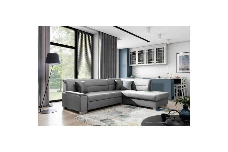 Sektionssofa Eltap Bergen 247x214x83 cm - Monolith 85, Grå, Højre - Møbler - Sofaer - Sovesofaer