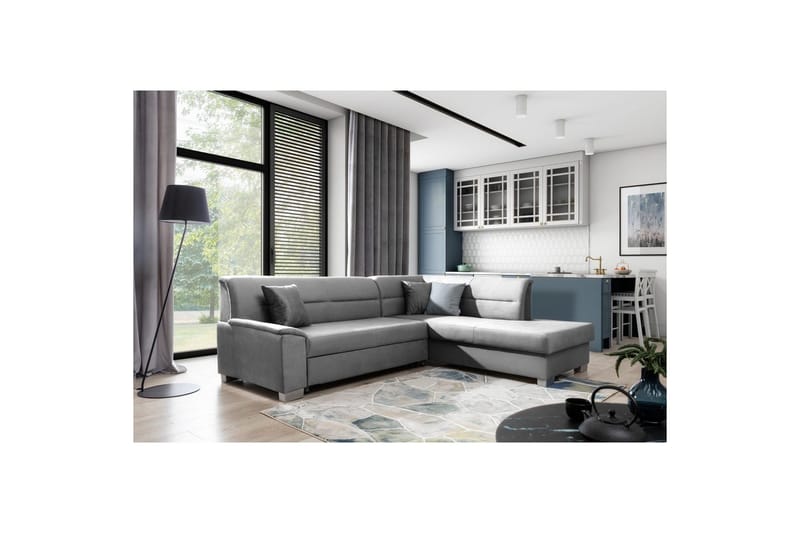 Sektionssofa Eltap Bergen 247x214x83 cm, Monolith 85, Grå, Højre