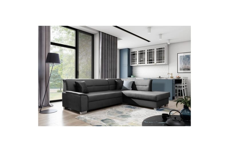 Sektionssofa Eltap Bergen 247x214x83 cm - Monolith 97, Mørkegrå, Højre - Møbler - Sofaer - Sovesofaer