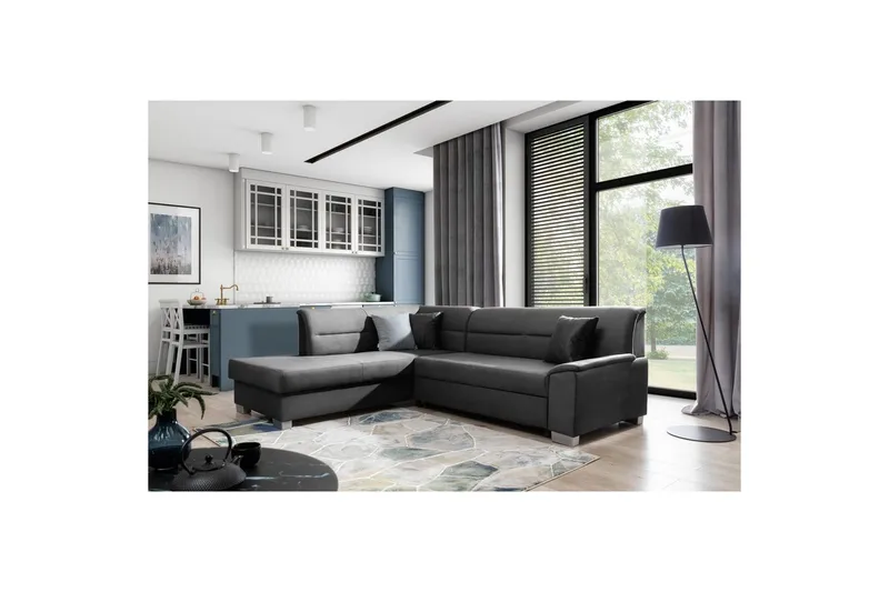 Sektionssofa Eltap Bergen 247x214x83 cm - Monolith 97, Mørkegrå, Venstre - Møbler - Sofaer - Sovesofaer