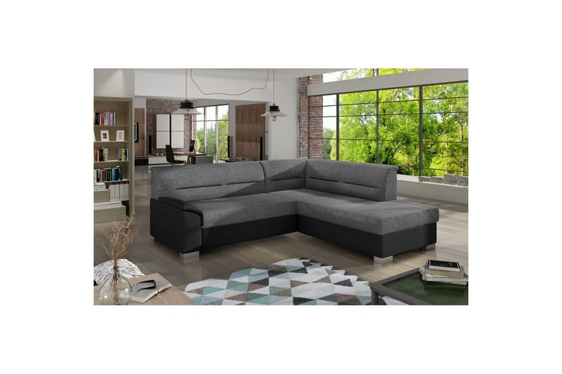 Sektionssofa Eltap Bergen 247x214x83 cm, Sawana 21, Soft 11, Grå, Sort, Højre