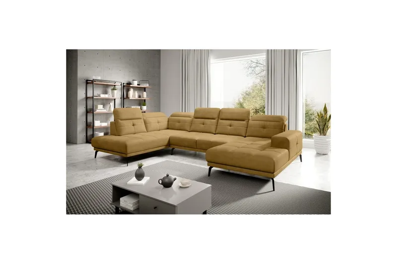 Sektionssofa Eltap Bretan 350x205x107 cm, Nube 45, Gul, Venstre