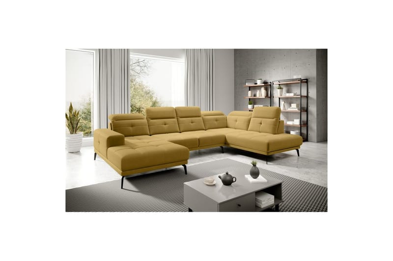Sektionssofa Eltap Bretan 350x205x107 cm, Savoi 45, Gul, Højre