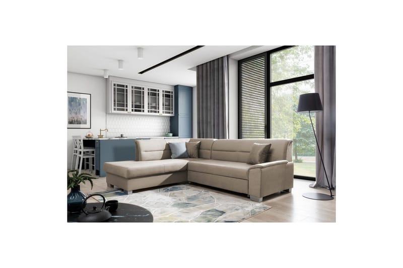 Sektionssofa Eltap Delvo 247x214x83 cm, Monolith 09, Mørk Beige, Venstre