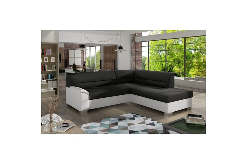 Sektionssofa Eltap Delvo 247x214x83 cm, Sawana 14, Soft 17, Sort, Hvid, Højre
