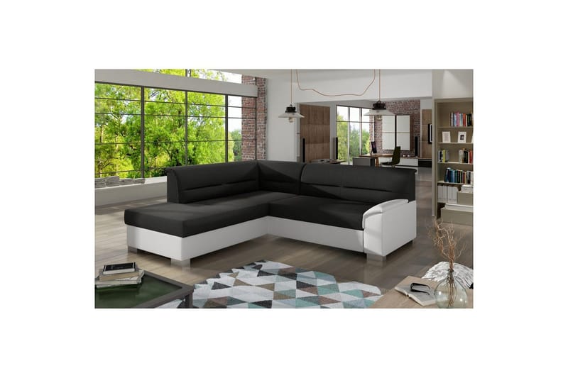 Sektionssofa Eltap Delvo 247x214x83 cm, Sawana 14, Soft 17, Sort, Hvid, Venstre