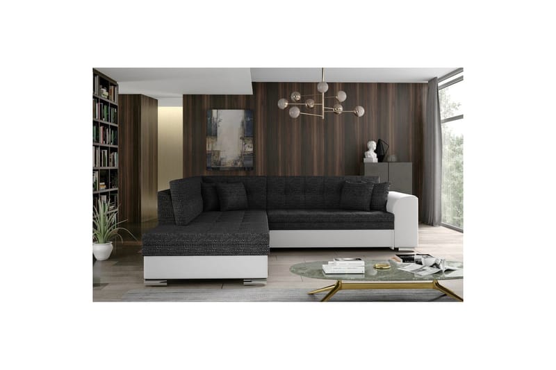 Sektionssofa Eltap Pieretta 260x207x78 cm, Berlin 02, Soft 17, Sort, Hvid, Venstre