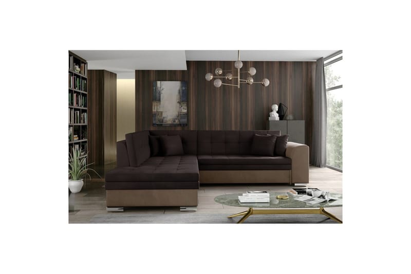 Sektionssofa Eltap Pieretta 260x207x78 cm - Monolith 29, Monolith 09, Brun, Mørk Beige, Venstre - Møbler - Sofaer - Sovesofaer