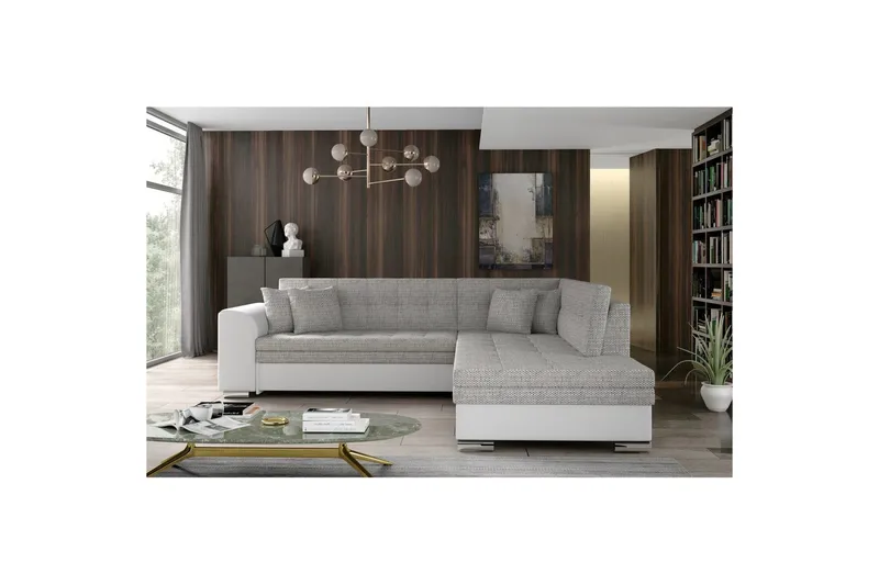 Sektionssofa Eltap Pieretta 260x207x78 cm - Berlin 01, Soft 17, Grå, Hvid, Højre - Møbler - Sofaer - Sovesofaer