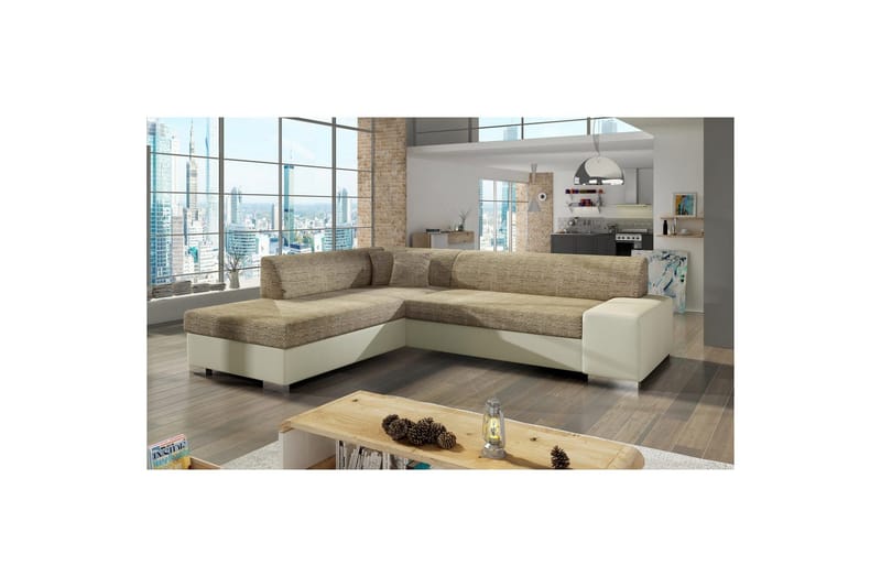 Sektionssofa Eltap Porto 278x217x74 cm - Berlin 03, Soft 33, Beige, Venstre - Møbler - Sofaer - Sovesofaer