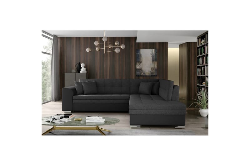 Sektionssofa Eltap Pieretta 260x207x78 cm - Inari 96, Soft 11, Mørkegrå, Sort, Højre - Møbler - Sofaer - Sovesofaer