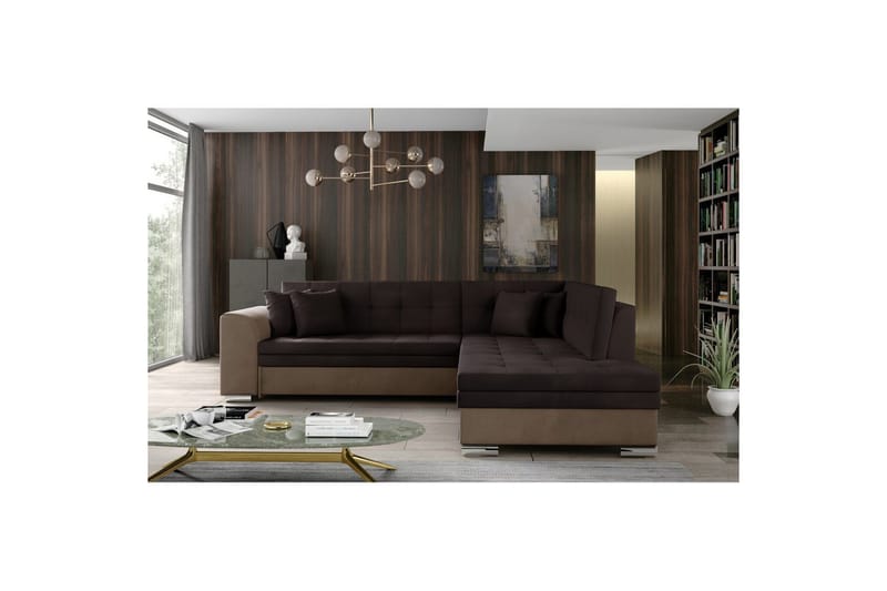 Sektionssofa Eltap Pieretta 260x207x78 cm - Monolith 29, Monolith 09, Brun, Mørk Beige, Højre - Møbler - Sofaer - Sovesofaer