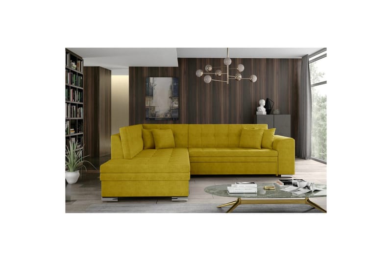 Sektionssofa Eltap Pieretta 260x207x78 cm - Omega 68, Gul, Venstre - Møbler - Sofaer - Sovesofaer