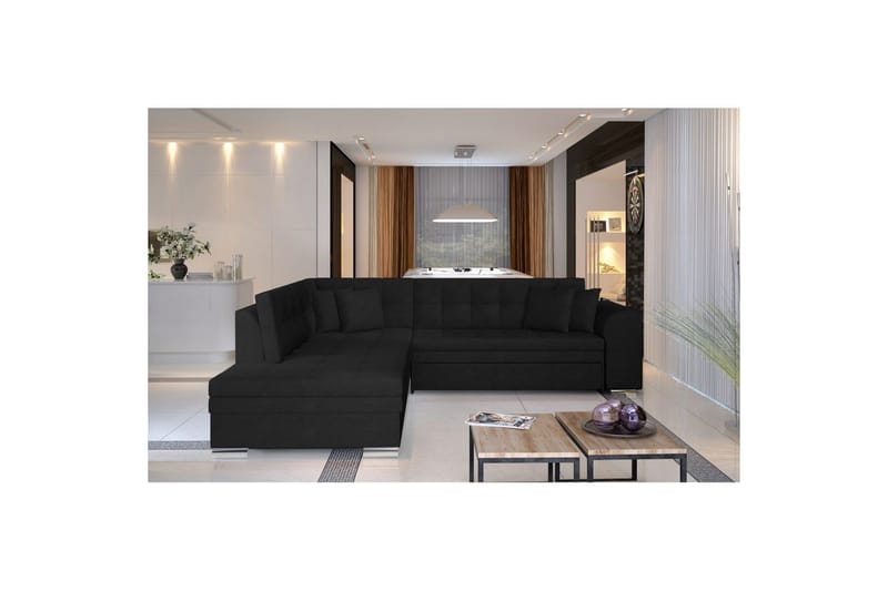 Sektionssofa Eltap Pieretta 260x207x78 cm - Kronos 07, Sort, Venstre - Møbler - Sofaer - Sovesofaer