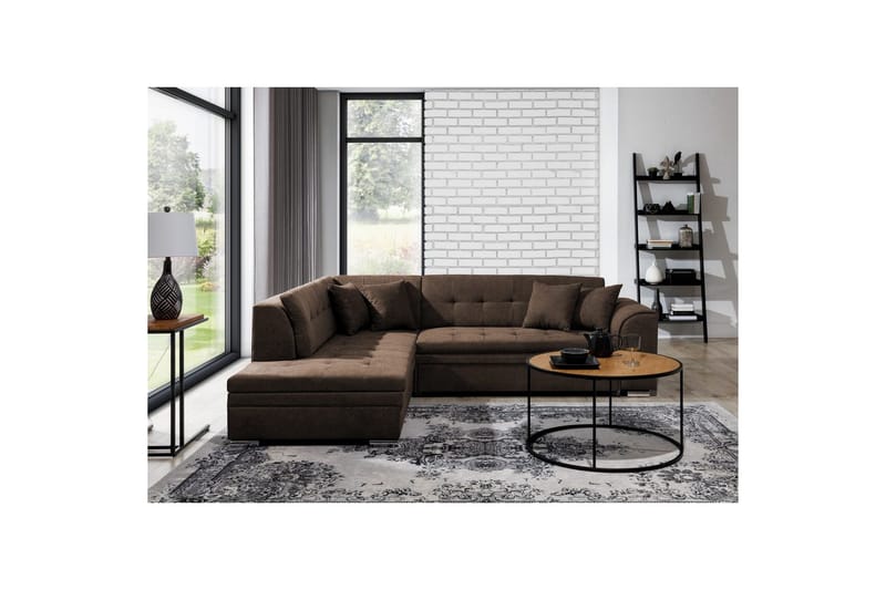 Sektionssofa Eltap Pieretta 260x207x78 cm - Poco 22, Brun, Venstre - Møbler - Sofaer - Sovesofaer
