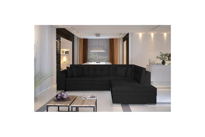Sektionssofa Eltap Pieretta 260x207x78 cm - Kronos 07, Sort, Højre - Møbler - Sofaer - Sovesofaer