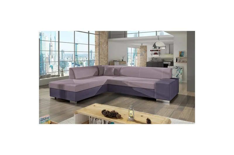 Sektionssofa Eltap Porto 278x217x74 cm - Soro 61, Soro 65, Pink, Lilla, Venstre - Møbler - Sofaer - Sovesofaer