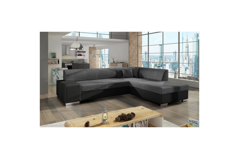 Sektionssofa Eltap Porto 278x217x74 cm - Sawana 05, Soft 11, Grå, Sort, Højre - Møbler - Sofaer - Sovesofaer