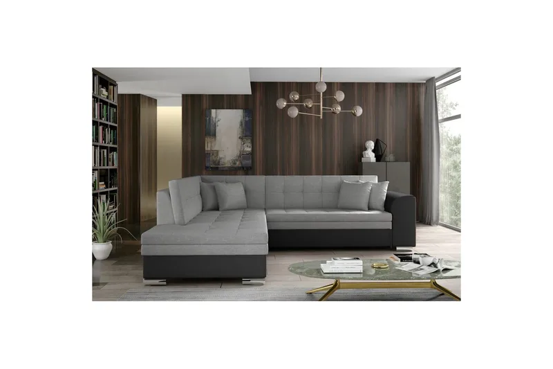 Sektionssofa Eltap Pieretta 260x207x78 cm - Sawana 21, Blød 11, Grå, Sort, Venstre - Møbler - Sofaer - Sovesofaer
