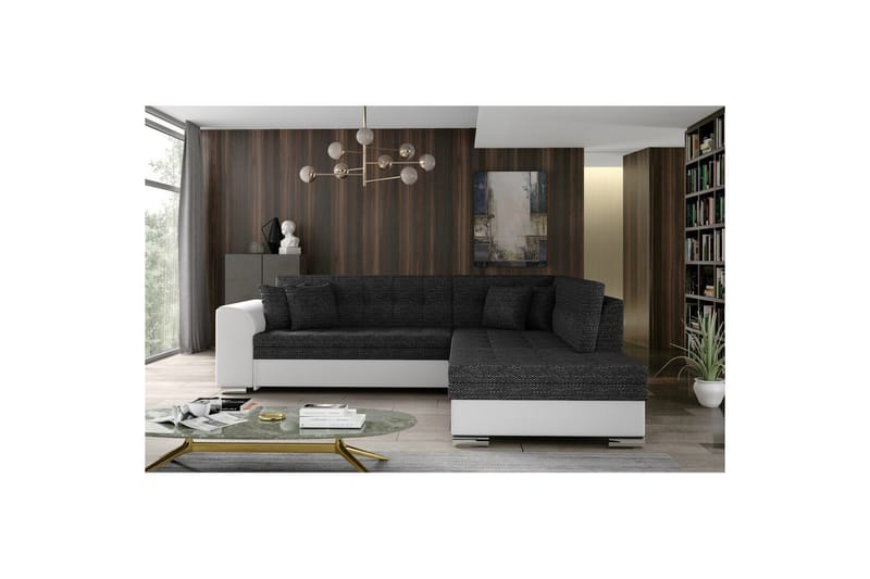 Sektionssofa Eltap Pieretta 260x207x78 cm, Berlin 02, Soft 17, Sort, Hvid, Højre