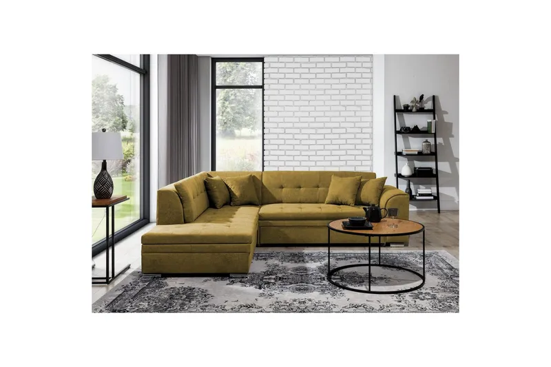 Sektionssofa Eltap Pieretta 260x207x78 cm - Poco 50, Gul, Venstre - Møbler - Sofaer - Sovesofaer