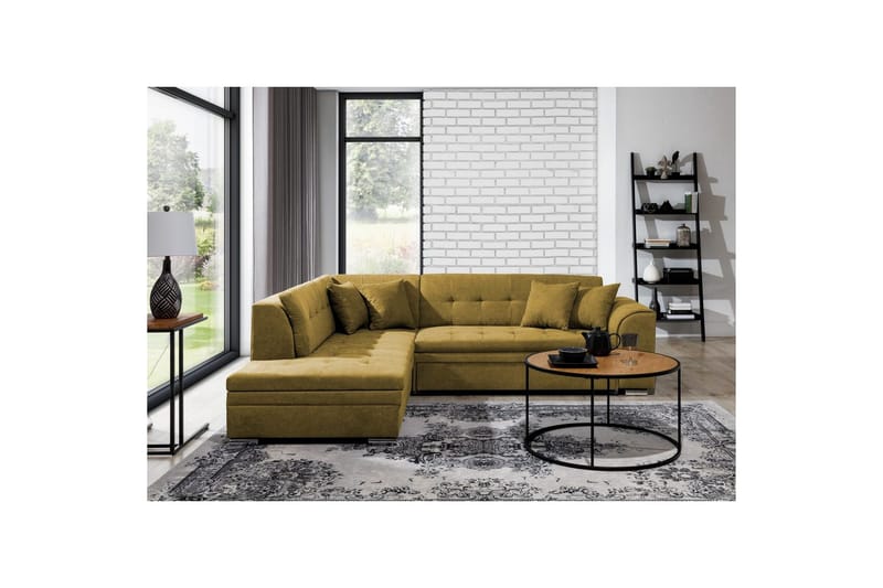Sektionssofa Eltap Pieretta 260x207x78 cm, Poco 50, Gul, Venstre