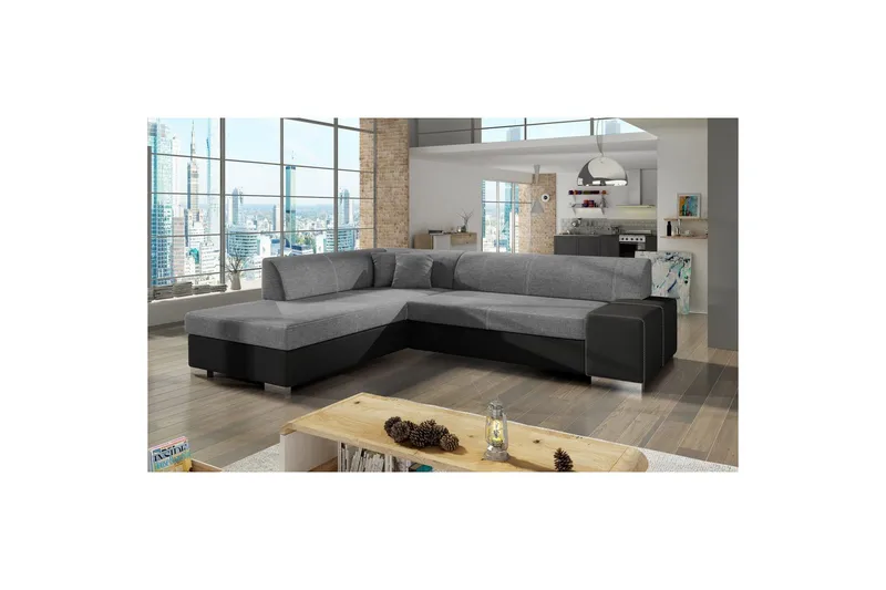 Sektionssofa Eltap Porto 278x217x74 cm - Sawana 21, Blød 11, Grå, Sort, Venstre - Møbler - Sofaer - Sovesofaer