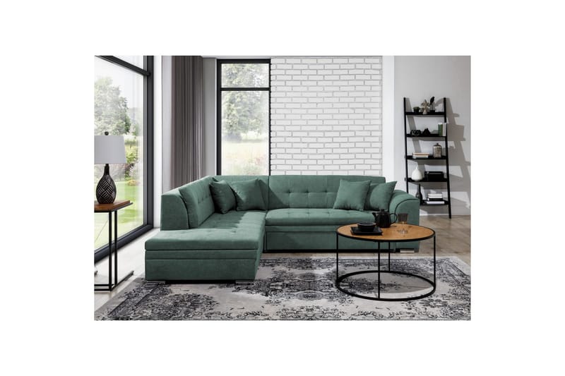 Sektionssofa Eltap Pieretta 260x207x78 cm - Poco 100, Grøn, Venstre - Møbler - Sofaer - Sovesofaer