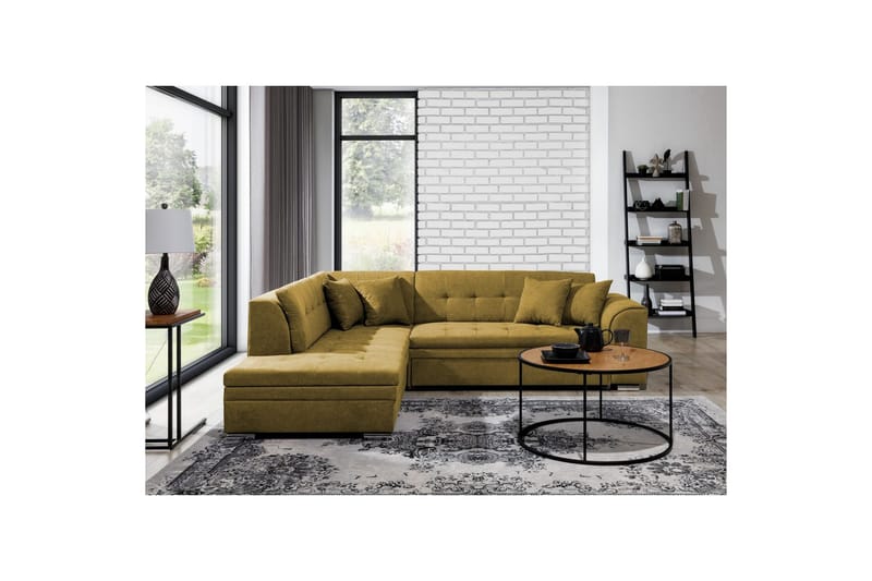 Sektionssofa Eltap Pieretta 260x207x78 cm - Poco 50, Gul, Venstre - Møbler - Sofaer - Sovesofaer