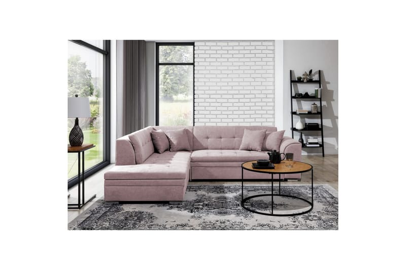 Sektionssofa Eltap Pieretta 260x207x78 cm - Soro 61, Pink, Venstre - Møbler - Sofaer - Sovesofaer