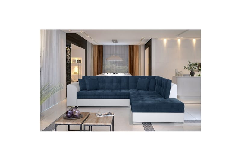 Sektionssofa Eltap Pieretta 260x207x78 cm - Kronos 09, Soft 17, Mørkeblå, Hvid, Højre - Møbler - Sofaer - Sovesofaer