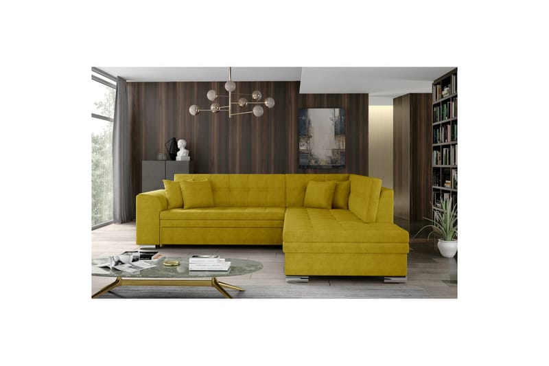 Sektionssofa Eltap Pieretta 260x207x78 cm - Omega 68, Gul, Højre - Møbler - Sofaer - Sovesofaer