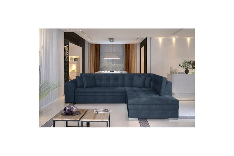 Sektionssofa Eltap Pieretta 260x207x78 cm - Omega 86, Blå, Højre - Møbler - Sofaer - Sovesofaer