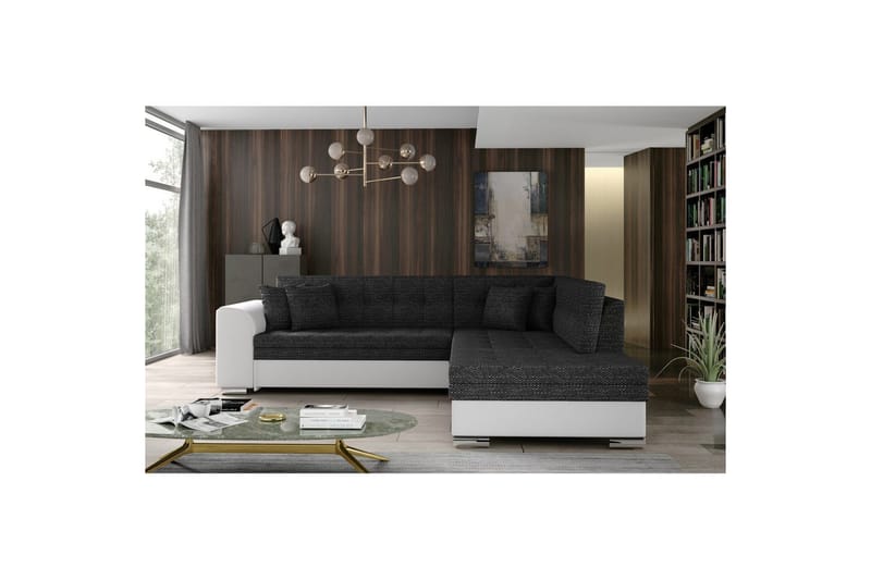 Sektionssofa Eltap Pieretta 260x207x78 cm - Berlin 02, Soft 17, Sort, Hvid, Højre - Møbler - Sofaer - Sovesofaer