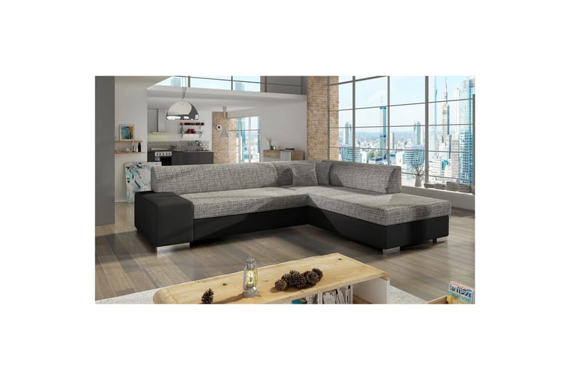 Sektionssofa Eltap Porto 278x217x74 cm - Berlin 01, Soft 11, Grå, Sort, Højre - Møbler - Sofaer - Sovesofaer