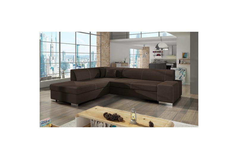 Sektionssofa Eltap Porto 278x217x74 cm - Sawana 26, Brun, Venstre - Møbler - Sofaer - Sovesofaer