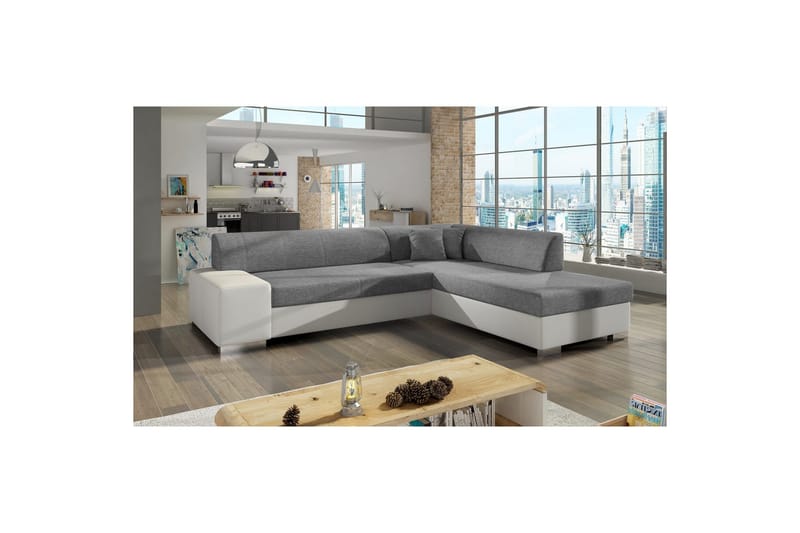 Sektionssofa Eltap Porto 278x217x74 cm - Sawana 21, Blød 17, Grå, Hvid, Højre - Møbler - Sofaer - Sovesofaer
