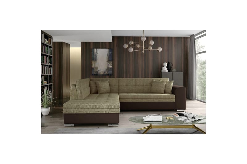 Sektionssofa Eltap Pieretta 260x207x78 cm - Berlin 03, Soft 66, Beige, Mørkebrun, Venstre - Møbler - Sofaer - Sovesofaer
