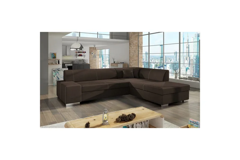 Sektionssofa Eltap Porto 278x217x74 cm - Sawana 26, Brun, Højre - Møbler - Sofaer - Sovesofaer
