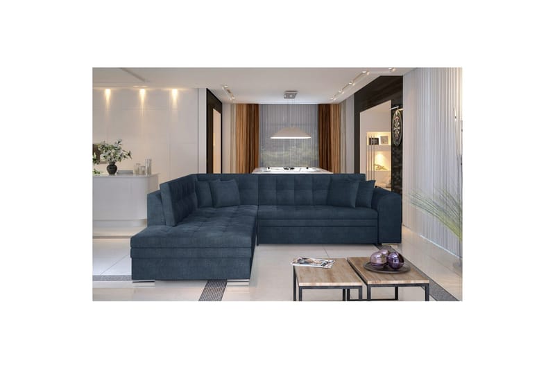 Sektionssofa Eltap Pieretta 260x207x78 cm - Omega 86, Blå, Venstre - Møbler - Sofaer - Sovesofaer
