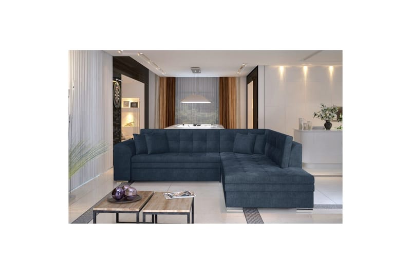 Sektionssofa Eltap Pieretta 260x207x78 cm - Omega 86, Blå, Højre - Møbler - Sofaer - Sovesofaer