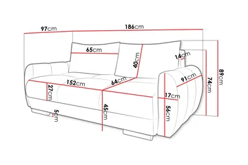 Simerly 3-personers Sofa 186 cm i Plys - Grå - Møbler - Sofaer - 3 personers sofa