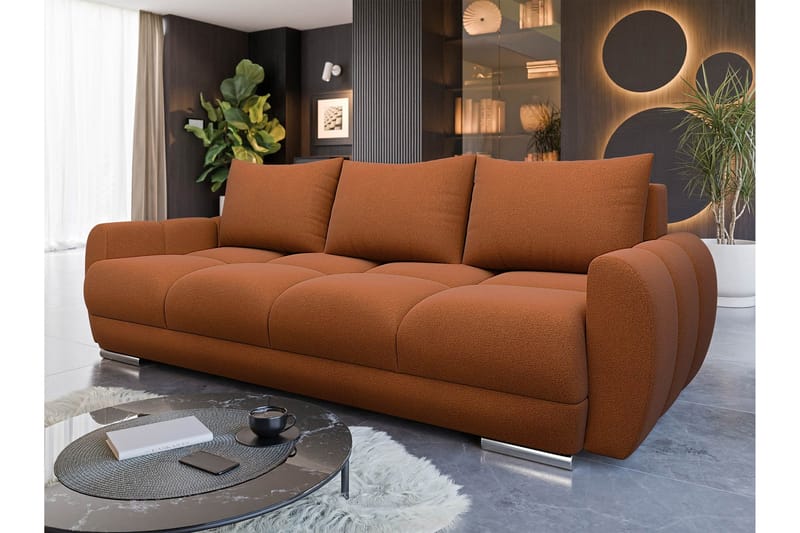 Simerly 3-personers Sovesofa 234 cm med Opbevaring i Plys - Orange - Møbler - Sofaer - 3 personers sofa